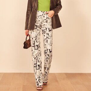 Reformation Newsprint High Rise Straight Long Jeans